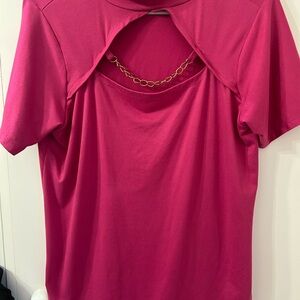 Love Pink Short Sleeve Top with Gold Accent